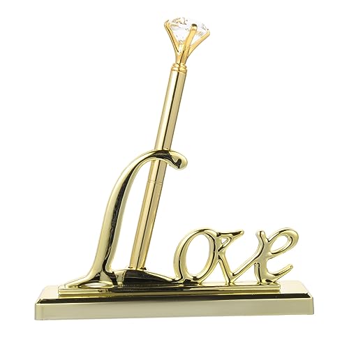 Happyyami 2 Stück Flash Diamond Zeichen im Stift willkommenes hochzeitszeichen Braut Souvenirs Hochzeitsbuch Unterschreibtisch Kugelschreiber Party Signierstift Abs Golden von Happyyami