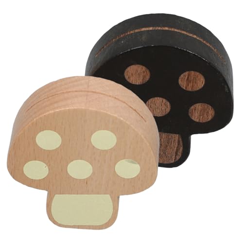 Happyyami 2 Stück Holz Kartenhalter Pilz Design Holz Tisch Memo Foto Nummern Ständer für Party Hochzeit Weihnachten Vintage und Naturfarben für Stilvolle Tischdekoration von Happyyami
