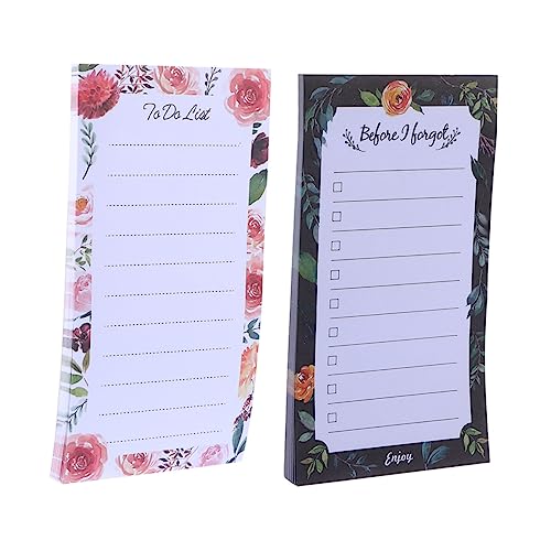 Happyyami 2 Stück Magnetische Notizblöcke für Kühlschrank Wiederbeschreibbare Memo Pads mit für To Do Listen und Erinnerungen Rosa Bunte Blumen von Happyyami