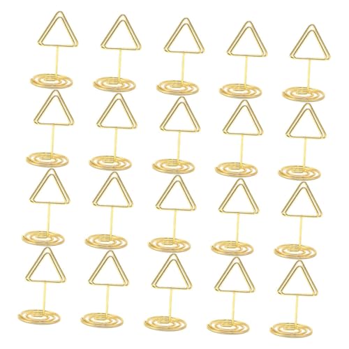 Happyyami 20 Stück Dreieckiger Memohalter Vertikale Visitenkarte Namenskarten Für Die Tischdekoration Bildhalter Für Tische Notizkartenhalter Hochzeit Fotohalter Golden Eisen von Happyyami
