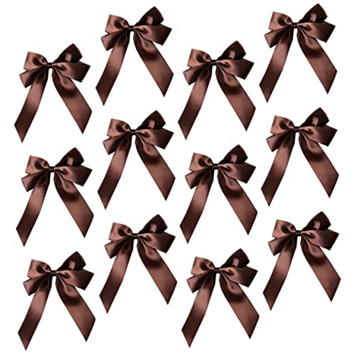 Happyyami 20 Stück Satin Schleifen Bogen Verpackungszubehör für DIY Basteln Hochzeits und Partydekoration Kinderbekleidung Braun aus Hochwertigem Polyester von Happyyami