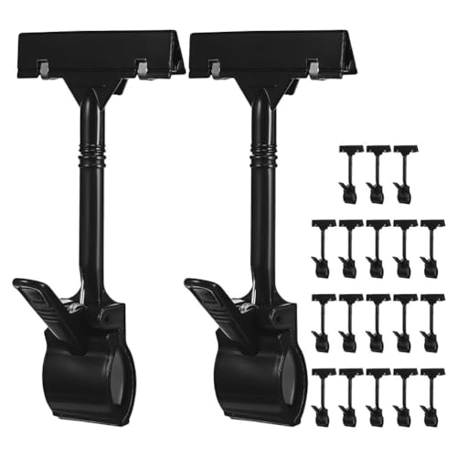Happyyami 20 Stück Schilderhalter-Clips: Verstellbare Schilderclips aus Kunststoff für den Einzelhandel – drehbare Preisschild-Klemme zum Aufhängen von Etiketten für Waren im Supermarkt und von Happyyami