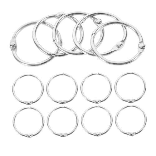 Happyyami 20 Stück bequemer Ring groß Schlüssel Größe Bindemittel Clip klein buch ringe buchbinderinge metallschelle metall Karten Ringe kompakter Bindering Buchzubehör Eisen Silver von Happyyami