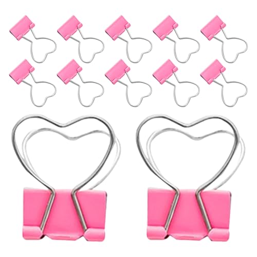 Happyyami 20 kleine Büroklammern: Niedliche Binderclips mit Herz-Design für Schule, Büro und Zuhause – rosafarbene Metall-Papierklammern für Notizen, Briefe, Akten Happyyami 20 kleine Büroklammern: Niedliche Binderclips mit Herz-Design für Schule, Büro und Zuhause – rosafarbene Metall-Papierklammern für Notizen, Briefe, Akten von Happyyami