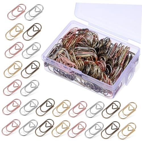 Happyyami 200 Stück Mini Love Paper Clip Papierklammern Büroklammer für die Schule Schlüssel Herz Clips bürobedarf büro organisation büroklammern Büroklammer fürs Büro Büroklammer aus Metall von Happyyami