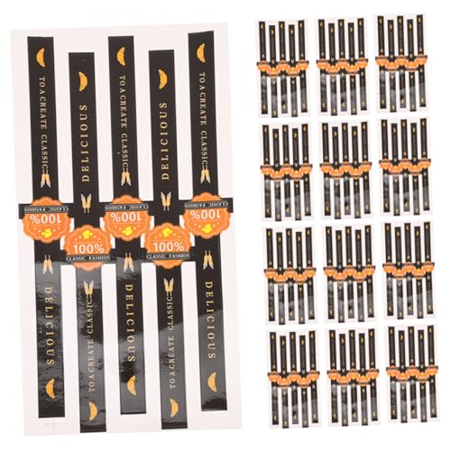 Happyyami 200 Stück Versiegelungsaufkleber Aufkleber Kuchenetiketten Dekorative Pakete Backaufkleber Lebensmittelverpackungen Dekorative Etiketten Lange Streifenaufkleber von Happyyami