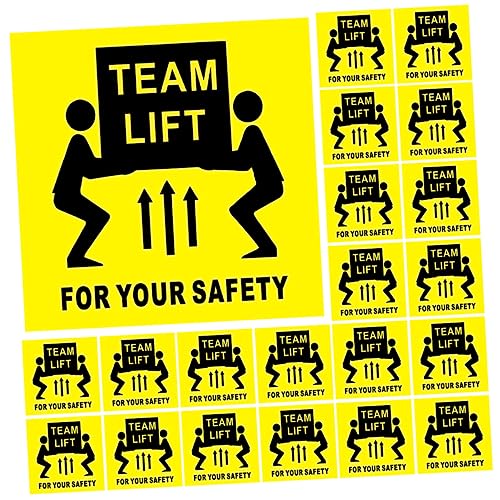 Happyyami 200 Stück klare runde Aufkleber Vorsicht Versandetikett Teamlift-Aufkleber schwer Papier Warnungsetiketten Klebetiketten Hebeaufkleber Kupferplattenaufkleber Yellow von Happyyami