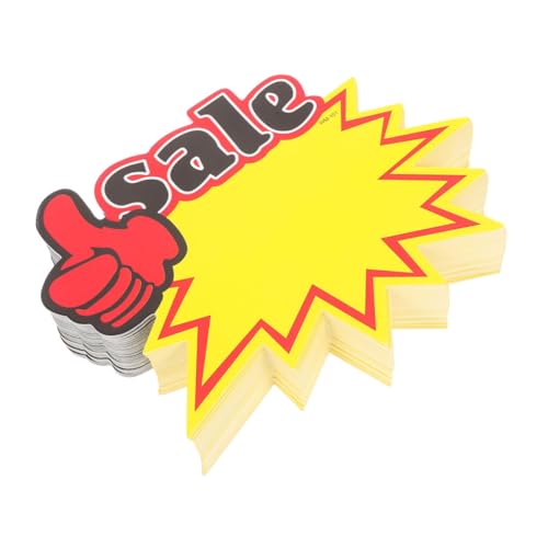 Happyyami 200 Stück schild Anzeige Stichworte Papier leer Supermarkt Verkaufstags Preisschilder für den Einzelhandel Zeichenschild Verkaufspreise Yard Sale Tags 230g weißer Karton Gelb von Happyyami