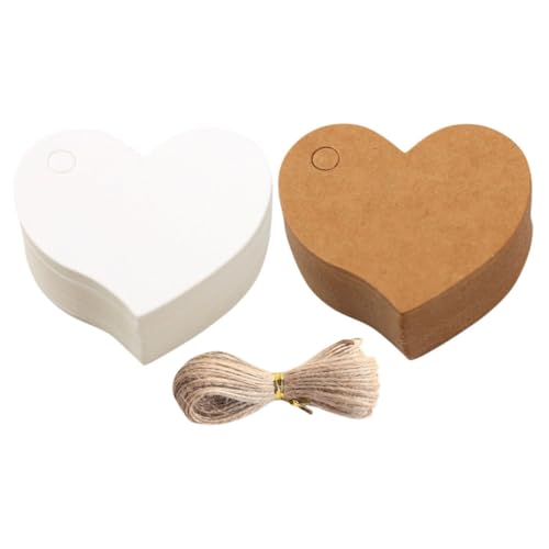 Happyyami 200Stücke Herzförmige Papieranhänger mit Schnüren Leere Hängeetiketten für Valentinstag Hochzeiten und DIY Dekorationen Kreative Geschenkanhänger für Persönliche Botschaften von Happyyami