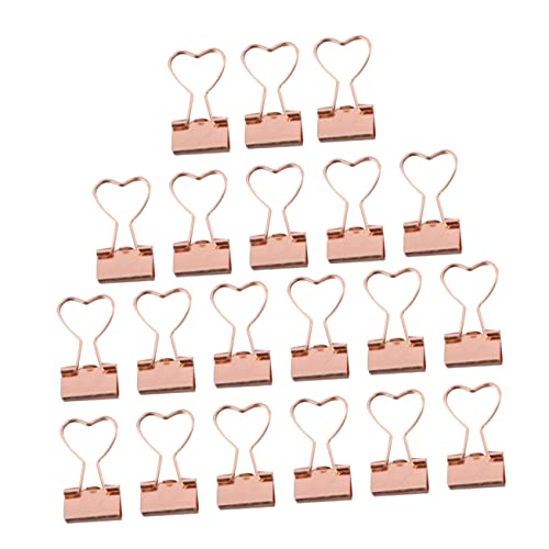 Happyyami 20Stücke Herzförmige Metallbinderclips Goldene Büroklammern für Belege Tagebücher und Bastelarbeiten Langlebig und Praktisch Starke Haltekraft ohne Verrutschen von Happyyami