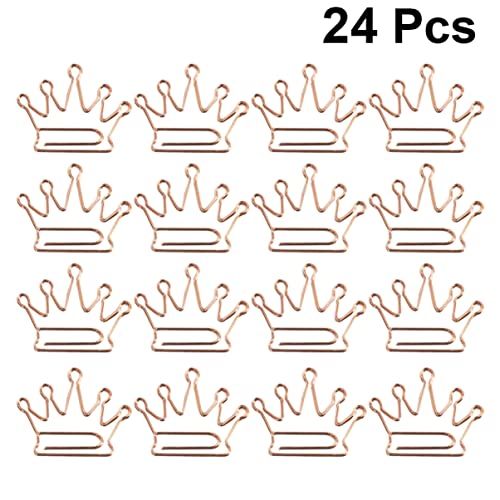 Happyyami 24 Stück Krone Form Büroklammern Roségold Kreative Lesezeichen für Büro Schule und Persönliche Nutzung Starke Haltekraft und Dekoratives Design von Happyyami