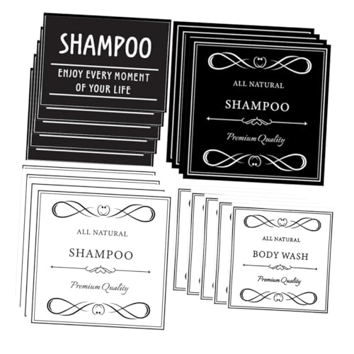 Happyyami 24 Stück Seifenspender Aufkleber Duschflaschen Etiketten Selbstklebende Shampoo Aufkleber Shampoo Flaschen Organisation Conditioner Etiketten Aufkleber Shampoo Etikett Pvc von Happyyami