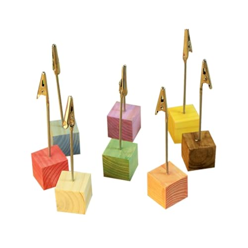 Happyyami 24 Stück Teiliges Holz Tischfotohalter Memo Clips mit Stabiler Basis Kreative Zettelhalter für Büro Zuhause Partydekoration Gemischten Farben Gelb Grün Blau Orange Rot von Happyyami