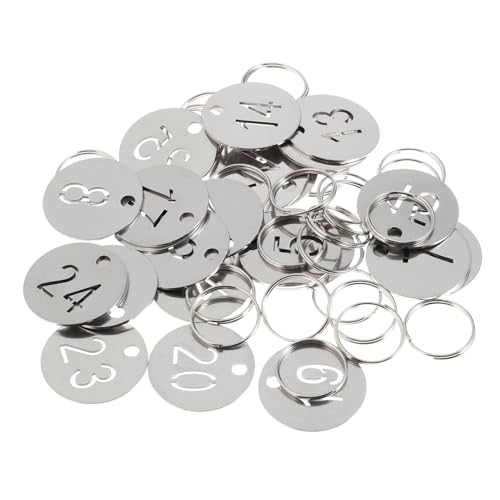 Happyyami 25 Stück Nummernschildanhänger Zum Beschriften Nummernchips Runde Schlüsselanhänger Nummernschildring Nummernschildring Etiketten Schlüsseletiketten Anhänger Schlüsselanhänger Mit von Happyyami