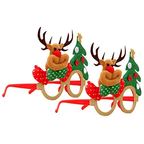 Happyyami 2st Weihnachtsgeweihbrille Rentier Brillen Weihnachtsglitzer Party Brille Kostüm Brille Photo Booth Requisiten Lustig Weihnachtsmann Brille Abschlussball Weihnachtssocken Ältere von Happyyami