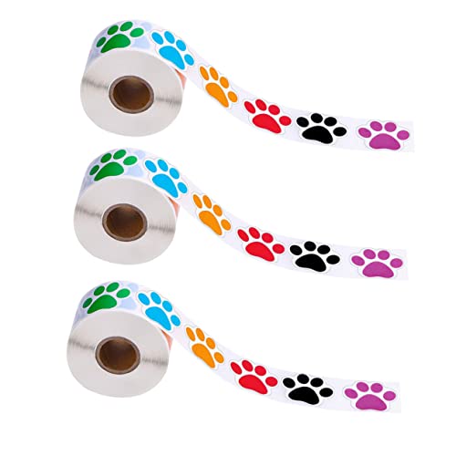Happyyami 3 Rollen Haustier -Fußabdruckaufkleber aufkleber Wände dekorativ Vinyl Pfote Geschenkaufkleber Verpackungsaufkleber handgemachtes Etikett Colorful von Happyyami