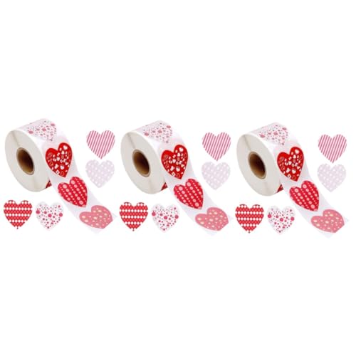 Happyyami 3 Rollen Herz Aufkleber dekorativ Klebstoff ästhetisch Weiß Name Rave Gel Geschenkband mit Herzmuster Fotoalbumband tagebuch klebeband Geschenkverpackungsband Buchalbum Klebeband von Happyyami