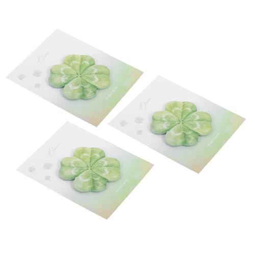 Happyyami 3 Stück Haftnotiz mit vierblättrigem Kleeblatt Schulmaterial zum Thema Frühling St Patrick Aufkleber St. Patricks Day selber machen Papier Green von Happyyami