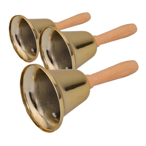 Happyyami 3 Stück Handringglocke Lautes Jubeln Handglocke Serviceglocke Handglocke Glocke Stahl Weihnachtshandglocke Gericht Ding Bell Link Klassenzimmer Aufmerksamkeit Golden von Happyyami