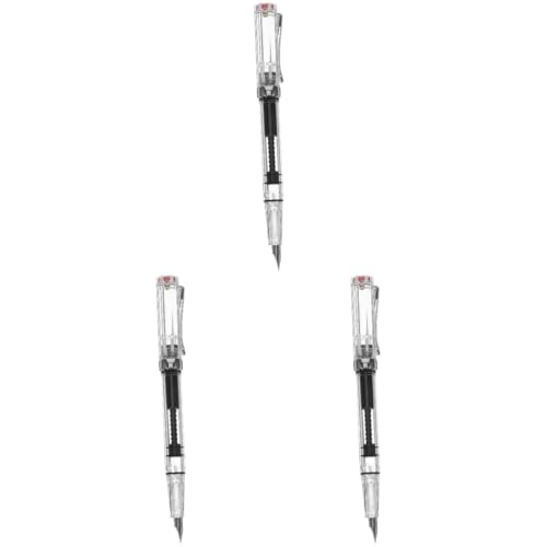 Happyyami 3 Stück transparenter Stift Füller Bußgeld Tinte Schreiben von Füllfederhaltern Brunnen Spitze Füllfederhalter mit Kolbenfüllung Füllfederhalter für Künstler Stahl von Happyyami