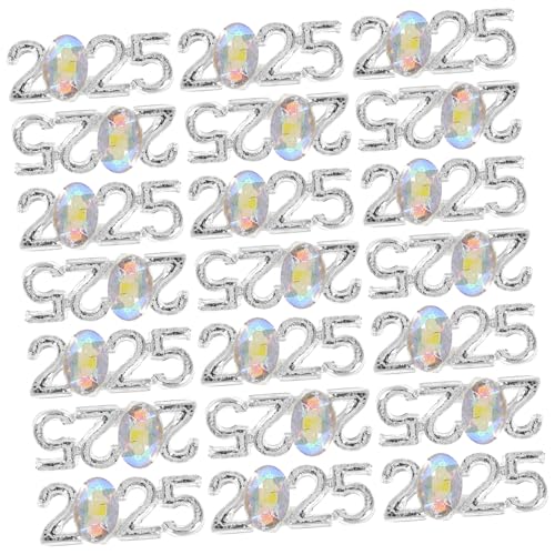 Happyyami 30 Stück 2025 Nail Art Dekoration 2025 Neujahrszahl Maniküre Charms Abschluss Nagel Edelsteine ​​strass Nagel Charms Für Frauen Nail Art Und DIY Handwerk, Verschiedene Farben von Happyyami