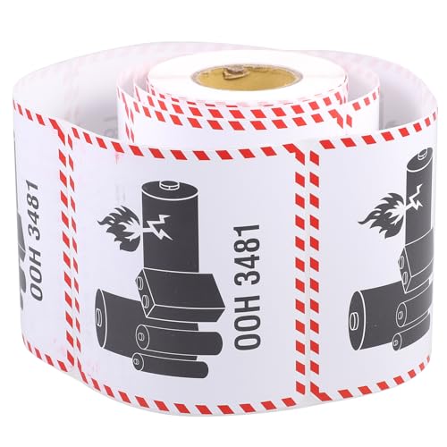 Happyyami 300 Stück Klebeetiketten für Batterien Etiketten für Transportbatterien Etiketten für den Versand klebrig Gelb Etikettenaufkleber für Lithiumbatterie Warnaufkleber von Happyyami