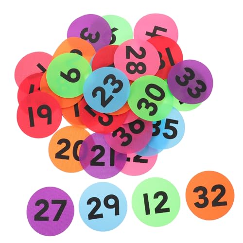 Happyyami 36 Stück Farbige Etiketten Aufkleber Teppichmarker Für Das Klassenzimmer Nummeriert Büro Boden Aufklebernummern Zahlenabziehbilder Selbstklebende Nummernschilder Nylon von Happyyami