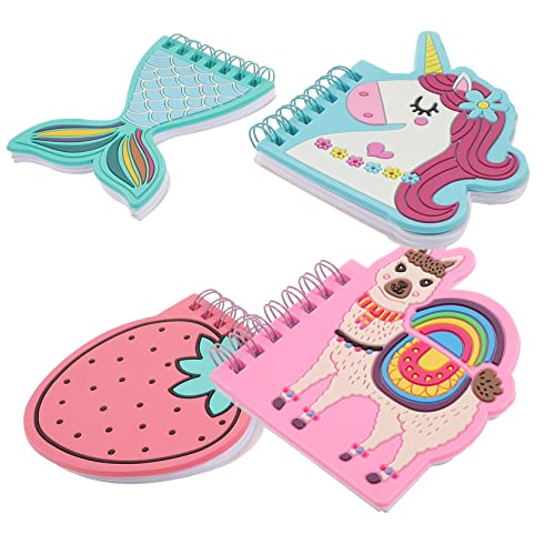 Happyyami 4 Stück Cartoon Notizbücher Tragbare Spiral Notizblöcke mit PVC für Schule Büro und Reisen Leichte Memo Pads für Kreative Ideen und To Do Listen Zufällige Designs von Happyyami