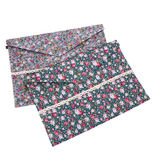 Happyyami 4 Stück Dokumentenordner mit Blumenmuster Plüsch Dokumenten Organizer für Büro Zuhause Geschäftsreisen Zufälliger Stil Blau Dunkelblau von Happyyami