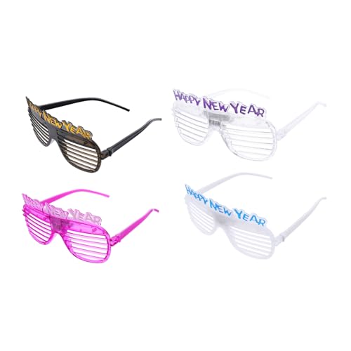 Happyyami 4 Stück LED Partybrillen Lustige Shutter Shades für Neujahrsfeiern Hochwertige Kunststoffbrillen für Festliche Anlässe Bequeme und Schicke Dekoration für Partys von Happyyami