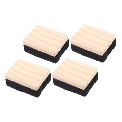 Happyyami 4 Stück Radiergummi Tafelwischer Aus Filz Muss Mini-whiteboard-radierer Weißes Brett Schreibwaren Sauber Tafeln Staubsauger Klassenzimmer Kreidebrett Schwarz Winzig Hölzern von Happyyami
