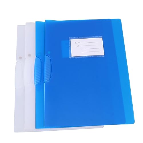 Happyyami 4 Stück Teiliges Transparentes Rotationsordner mit Zugstange Multifunktionale Berichtsordner für Büro und Zuhause Leicht Mit Kreativem Clip Design Blau Transparent von Happyyami
