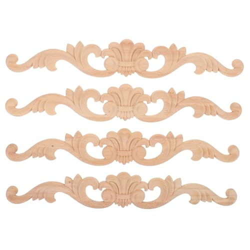 Happyyami 4 Stück geschnitzte Holz-Onlays, Holz-Eck-Applikationen, DIY-Möbel-Applikationen, Onlays, unbemalte Mittelaufkleber für Bett, Tür, Schrank, Spiegel, Kamin, Kleiderschrank-Dekorationen Happyyami 4 Stück geschnitzte Holz-Onlays, Holz-Eck-Applikationen, DIY-Möbel-Applikationen, Onlays, unbemalte Mittelaufkleber für Bett, Tür, Schrank, Spiegel, Kamin, Kleiderschrank-Dekorationen von Happyyami