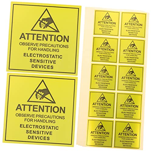 Happyyami 450 Stück Antistatisches Etikett Aufkleber Geräte Antistatische Etiketten Zeichen Groß Etiketten Für Schalttafeln Empfindlich Zahlen Elektrostatisch Papier Yellow von Happyyami