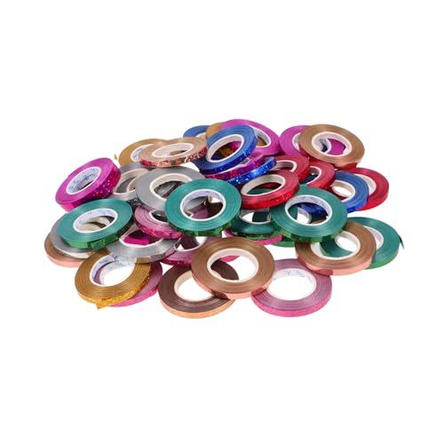 Happyyami 48 Rollen Glitzernde Geschenkband für Luftballons pro Rolle Farben Haltbares Dekorationsband für Geburtstag Hochzeit Party und Bastelprojekte von Happyyami