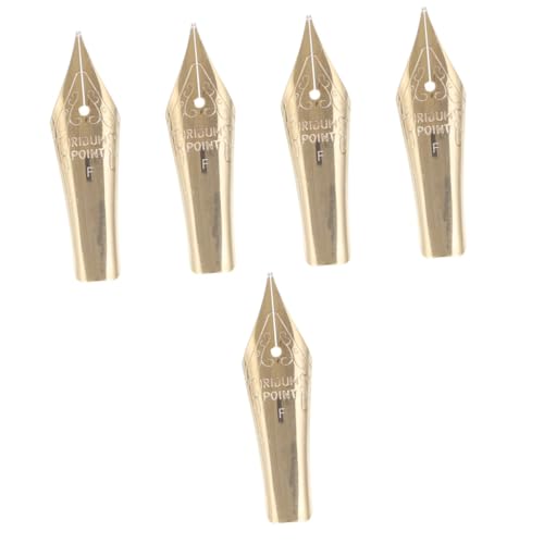 Happyyami 5 Stück Füllfederhalterfeder Kalligraphie Pen Tipp Bußgeld Signierstiftspitzen Ersatz Kohlenstoff Punkt Füllfederhalter Flex Füller Malen Golden Metall von Happyyami