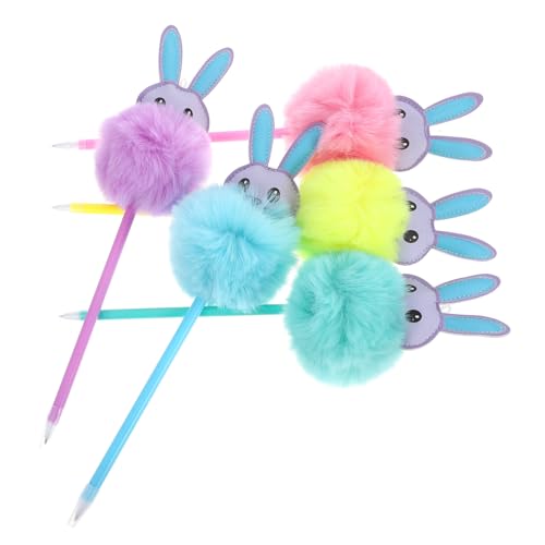Happyyami 5 Stück Kaninchen Kugelschreiber flauschige Stifte Kaninchenställe süße Kaninchenstifte Pelzhasenstift Hasenstifte zurück zur Schule vorhanden Dekorativer Stift Pu von Happyyami