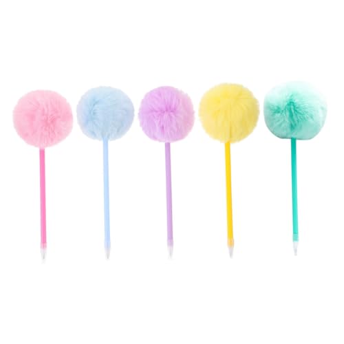 Happyyami 5 Stück Niedlicher Haarballstift lustiger Stift bauschige Stifte bunte büroartikel Stifte flauschig Flauschige Stifte für Mädchen Kugelschreiber süßer Stift pp von Happyyami