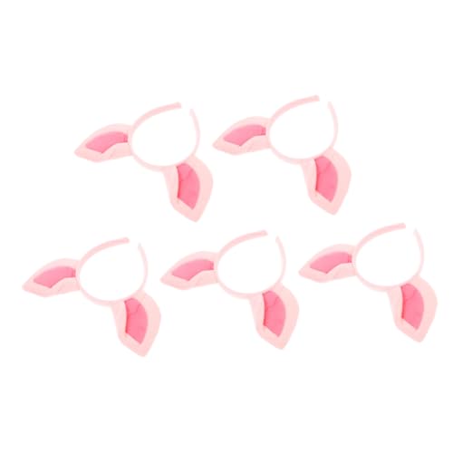 Happyyami 5 Stück Stirnband mit Schweineohren Cosplay -Kostüm Halloween -Zubehör Bühnenleistungsprop Ohr Haarband Tierstirnband Süßes Stirnband Haarreifen anziehen Tierzubehör Stoff Rosa von Happyyami
