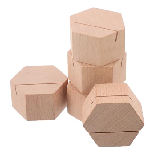Happyyami 5-teiliges Fotokartendisplay – Tragbarer Sechseckiger Namenskartenhalter Aus Holz Für Büromeetings Und Veranstaltungen, Künstlerische Schreibtischdekoration von Happyyami