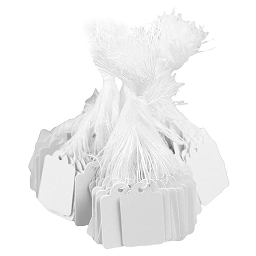 Happyyami 500 Blatt Preisetiketten mit Schnur Beschreibbare Anhänger für Schmuck Kleidung und Kunsthandwerk Langlebige und Leicht zu Beschreibende Labels von Happyyami