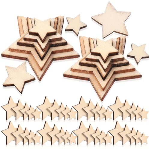 Happyyami 500 Stück Holzsterne, blanke Holzornamente Mini-Sterne für Tischdekorationen Holzbasteleien für Partys Kunsthandwerk Nähen DIY-Verzierungen von Happyyami