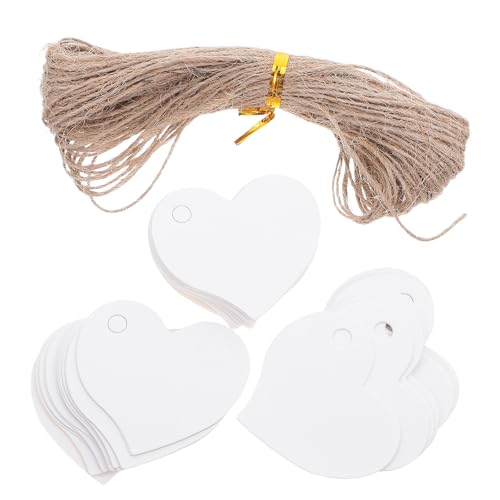 Happyyami 500 Stück herzförmige Papieranhänger: Mit Schnur, blanko, Geschenkanhänger zum Verpacken von Geschenken für Bastelarbeiten, Hochzeit, Geburtstag, Party, Gastgeschenk, Dekorationen von Happyyami