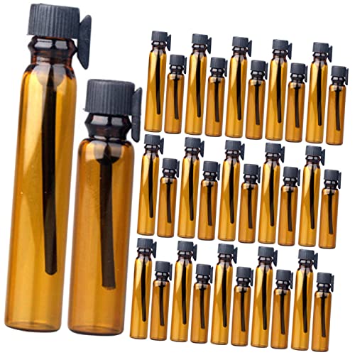 Happyyami 50Stücke Ätherische Ölflasche und Tropfenflaschen aus Braunem mit Pipetten für Aromatherapie Parfümöle Mischungen und Sicher und Langlebig von Happyyami