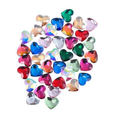 Happyyami 50Stücke Herzform Rhinestone Maniküre Charms DIY Zubehör für Nägel Glitzersteine für Nageldesign Bastelprojekte und Arbeiten von Happyyami