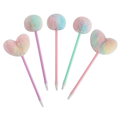 Happyyami 5Stücke Flauschige Pompom Kugelschreiber Süße Stifte für Design Kreatives Schreibzubehör für Schule Basteln und von Happyyami