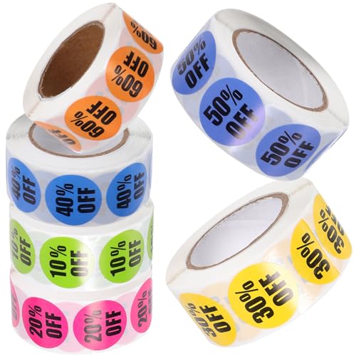 Happyyami 6 Rollen Aufkleber Für Größe Etiketten Runden Runder Siegelaufkleber Schmucklos Klebrig Kreis Runde Aufkleber Rabattaufkleber Für Einzelhandelsgeschäfte Beschichtetes Papier von Happyyami