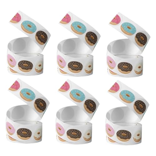 Happyyami 6 Rollen Donut Etikettenaufkleber Donuts Donut Aufkleber Donut Dekorationen Donut Partygeschenke Donut Dekorationen Für Partys Dankesaufkleber Für Kleine Unternehmen von Happyyami