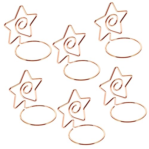 Happyyami 6 Stück Bildhalter Tischnummernhalter für die Hochzeit Inhaber der Tischnummer Schreibtisch bürodeko büro dekoration Halter für Fotoclips Hochzeitskartenhalter Metall Rose Gold von Happyyami