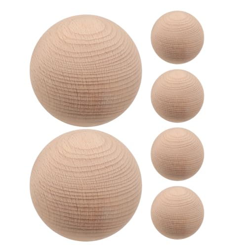 Happyyami 6 Stück Holz-Krocketbälle, Ersatz für unbehandeltes Holz, Golfspielzeug, Krocketbälle für den Garten, Outdoor, Garten, Rasen, Spielzubehör von Happyyami